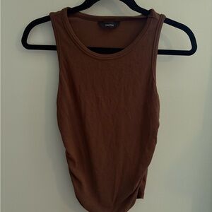 Doodloo Brown Ribbed Sleeveless Tank Top